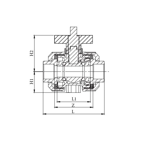 Zawór kulowy PVCU EPDM pod napęd d  50 DN16