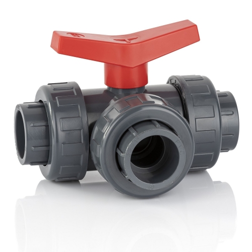 ZAWÓR kulowy trójdrożny PVCU EPDM d  32